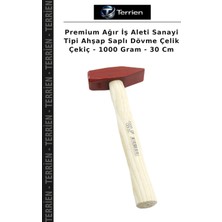 Terrien Premium Ağır Iş Aleti Sanayi Tipi Ahşap Saplı Dövme Çelik Çekiç - 1000 Gram - 30 cm