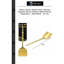 Terrien Delux Serisi Yemek Aracı Sunum Aparatı Davet Sofrası Metal Servis Spatulası - Gold Renk - 27 cm
