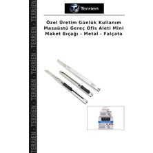 Terrien Özel Üretim Günlük Kullanım Masaüstü Gereç Ofis Aleti Mini Maket Bıçağı - Metal - Falçata