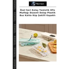 Terrien Özel Seri Kolay Temizlik Ofis Mutfağı Düzenli Dolap Plastik Buz Kalıbı Küp Şekilli Kapaklı