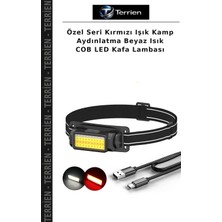 Terrien Özel Seri Kırmızı Işık Kamp Aydınlatma Beyaz Isık Cob LED Kafa Lambası