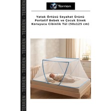 Terrien Yatak Örtüsü Seyahat Ürünü Portatif Bebek ve Çocuk Sinek Koruyucu Cibinlik Tül (50X125 Cm)