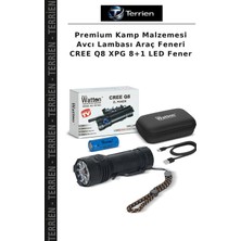 Terrien Premium Kamp Malzemesi Avcı Lambası Araç Feneri Cree Q8 Xpg 8+1 LED Fener