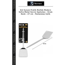 Terrien Şık Sunum Pratik Mutfak Modern Sofra Metal Servis Spatulası - Krom Renk - 27 cm - Paslanmaz Çelik