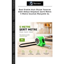 Terrien Özel Üretim Hızlı Ölçüm Tasarım Aleti Atölye Ekipmanı Şerit Metre 5 Metre Uzunluk Manyetik Uç