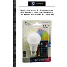 Terrien Modern Armatür Ev Dekorasyonu Oda Lambası Uzaktan Kumandalı LED Ampul Rgb Renkli E27 Duy 9W