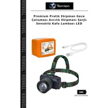 Terrien Premium Pratik Ekipman Gece Çalışması Avcılık Ekipmanı Şarjlı Sensörlü Kafa Lambası LED