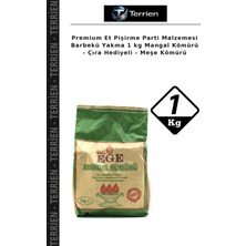 Terrien Premium Et Pişirme Parti Malzemesi Barbekü Yakma 1 kg Mangal Kömürü - Çıra Hediyeli - Meşe Kömürü