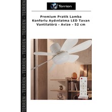 Terrien Premium Pratik Lamba Konforlu Aydınlatma LED Tavan Vantilatörü - Avize - 52 cm
