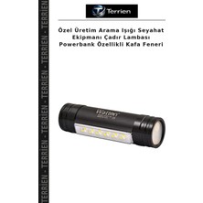 Terrien Özel Üretim Arama Işığı Seyahat Ekipmanı Çadır Lambası Powerbank Özellikli Kafa Feneri