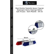 Terrien Özel Üretim Temizlik Gereci Yaprak Süpürgesi Geniş Süpürge Bahçe Çalı Fırçası - Sert Plastik - 30 cm
