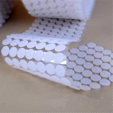 Aso 1,5 cm 102 Çift Yuvarlak Yapışkanlı Cırt Cırtlı Bant Güçlü Yapışkanlı Ev ve Endüstriyel Kullanım Beyaz
