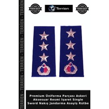 Terrien Premium Üniforma Parçası Askeri Aksesuar Resmi Işaret Single Sword Nakış Jandarma Asayiş Rütbe