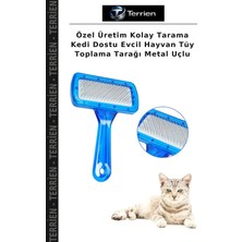 Terrien Özel Üretim Kolay Tarama Kedi Dostu Evcil Hayvan Tüy Toplama Tarağı Metal Uçlu