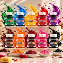 Deembro 10 Renkli Su Bazlı Gıda Boyası Seti 50 ml x 10 500 gr İçindekilerle Zenginleştirilmiş