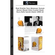 Terrien Özel Üretim Tarz Aksesuar Sunum Gereci Masat Üstü Crystal Head Kuru Kafa Içecek Şişesi 1000 ml