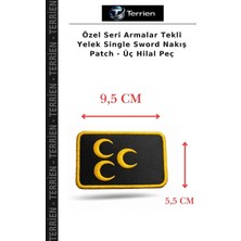 Terrien Özel Seri Armalar Tekli Yelek Single Sword Nakış Patch - Üç Hilal Peç