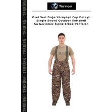 Terrien Özel Seri Doğa Yürüyüşü Cep Detaylı Single Sword Outdoor Softshell Su Geçirmez Kışlık Erkek Pantolon