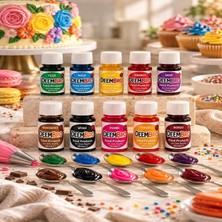 Deembro Gıda Boyası Seti Sıvı 10 Adet 10 Renk  10 ml x 10 Adet Su Bazlı Likit Gıda Boyaları 10 Lü Set
