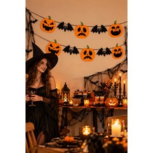 Dodomar Halloween Cadılar Bayramı Balkabağı ve Yarasa Figürlü Duvar Süsü Bannerı 2,5 Metre