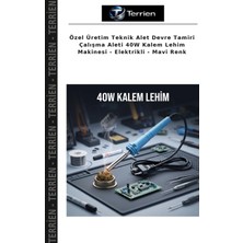 Terrien Özel Üretim Teknik Alet Devre Tamiri Çalışma Aleti 40W Kalem Lehim Makinesi - Elektrikli - Mavi Renk