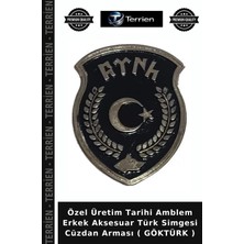 Terrien Özel Üretim Tarihi Amblem Erkek Aksesuar Türk Simgesi Cüzdan Arması ( Göktürk )