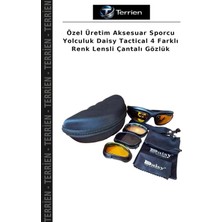Terrien Özel Üretim Aksesuar Sporcu Yolculuk Daisy Tactical 4 Farklı Renk Lensli Çantalı Gözlük