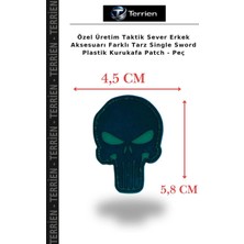 Terrien Özel Üretim Taktik Sever Erkek Aksesuarı Farklı Tarz Single Sword Plastik Kurukafa Patch - Peç
