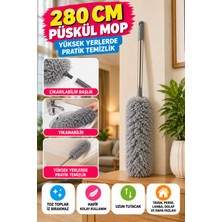 1 Adet 280 cm Uzayabilir Mikrofiber Yumuşak Başlıklı Toz Alma Püskülü Gri Renk Temizlik Fırçası