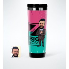 BK Gift Kişiye Özel Bay Big Boss Karikatürlü Çelik Termos Bardak - 1