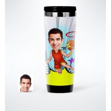 BK Gift Kişiye Özel Bay Basketbolcu Karikatürlü Çelik Termos Bardak - 1