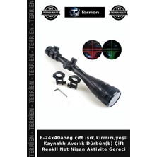 Terrien 6-24X40AOEG Çıft Işık,kırmızı,yeşil Kaynaklı Avcılık Dürbün(B) Çift Renkli Net Nişan Aktivite Gereci