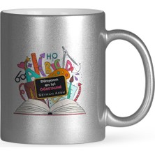 BK Gift Kişiye Özel Dünyanın En Iyi Öğretmeni Gümüş Yaldızlı Kupa Bardak - 16