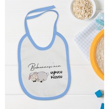 BK Gift Bk Kids Babaannesinin Uykucu Kuzusu Tasarımlı Mavi Bebek Mama Önlüğü