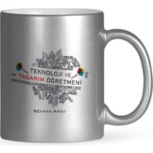 BK Gift Kişiye Özel Teknoloji ve Tasarım Öğretmeni Gümüş Yaldızlı Kupa Bardak