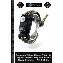 Terrien Premium Yaban Hayatı Yürüyüş Seyahat Gereci Hayatta Kalma Kamp Bilekliği - Açık Yeşil