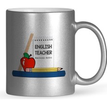 BK Gift Kişiye Özel Ingilizce Öğretmeni Gümüş Yaldızlı Kupa Bardak - 2