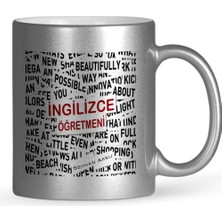 BK Gift Kişiye Özel Ingilizce Öğretmeni Gümüş Yaldızlı Kupa Bardak - 3