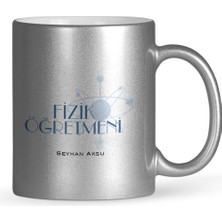 BK Gift Kişiye Özel Fizik Öğretmeni Gümüş Yaldızlı Kupa Bardak - 1