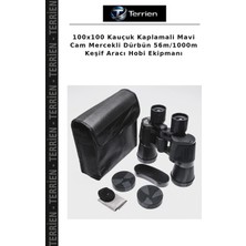 Terrien 100X100 Kauçuk Kaplamali Mavi Cam Mercekli Dürbün 56M/1000M Keşif Aracı Hobi Ekipmanı
