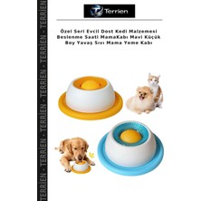 Terrien Özel Seri Evcil Dost Kedi Malzemesi Beslenme Saati Mamakabı Mavi Küçük Boy Yavaş Sıvı Mama Yeme Kabı