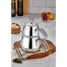 Tr CKR-3371 Paslanmaz Çelik Premium Çaydanlık Seti, 2 Lt, Gri