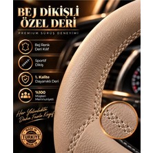 Mlh Store Mercedes Cls Uyumlu Dikmeli Deri Direksiyon Kılıfı - Bej Renk