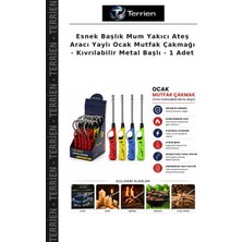 Terrien Esnek Başlık Mum Yakıcı Ateş Aracı Yaylı Ocak Mutfak Çakmağı - Kıvrılabilir Metal Başlı - 1 Adet