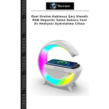 Terrien Özel Üretim Kablosuz Şarj Standlı Rgb Hoparlör Salon Dekoru Yeni Ev Hediyesi Aydınlatma Cihazı