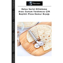 Terrien Delux Serisi Dilimleme Aracı Sunum Yardımcısı Çift Başlıklı Pizza Hamur Bıçağı