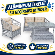 Sercan Garden Advance Model Aliminyum Iskelettir (Galvaniz Değildir) Bambu Rattan Bahçe Balkon Takımı