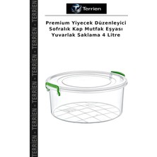 Terrien Premium Yiyecek Düzenleyici Sofralık Kap Mutfak Eşyası Yuvarlak Saklama 4 Litre