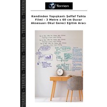 Terrien Kendinden Yapışkanlı Şeffaf Tahta Filmi - 3 Metre x 60 cm Duvar Aksesuarı Okul Gereci Eğitim Aracı