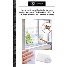 Terrien Huzurlu Ortam Konforlu Yaşam Doğal Koruma Tülsineklik 125X75 cm Ince Dokulu Tül Pratik Montaj